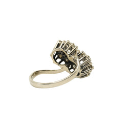 Bague double Marguerites en or blanc et diamants