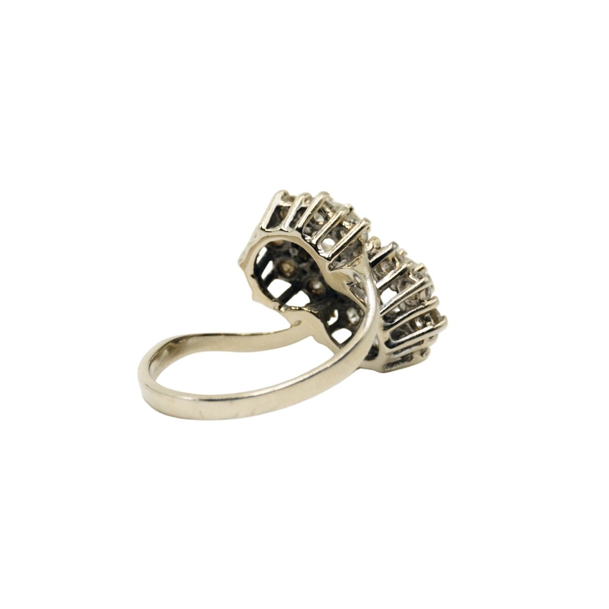 Bague double Marguerites en or blanc et diamants