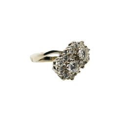Bague double Marguerites en or blanc et diamants