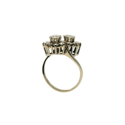Bague double Marguerites en or blanc et diamants - Castafiore