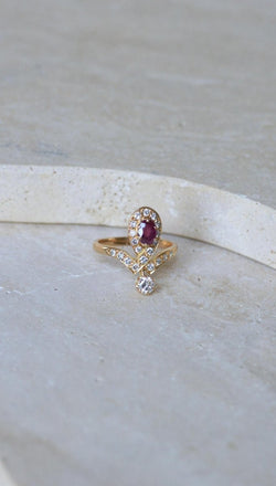 Bague Duchesse Diamants et Rubis sur Or Jaune - Castafiore