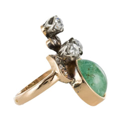 Bague duchesse émeraude cabochon et diamants - Castafiore