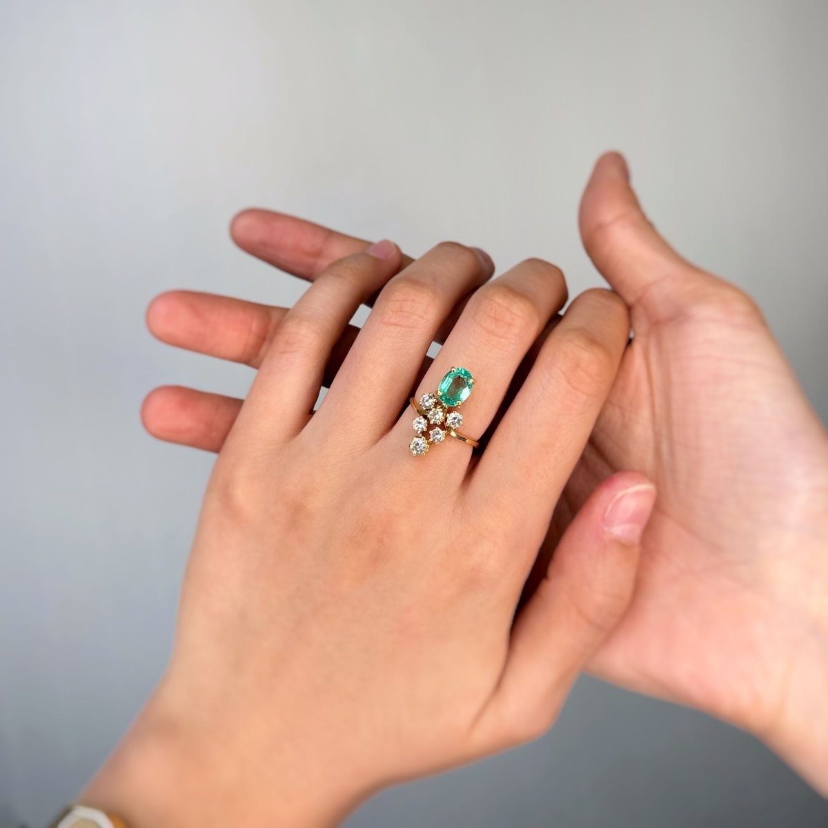 Bague Duchesse - Or jaune, Emeraude & Diamants - Castafiore