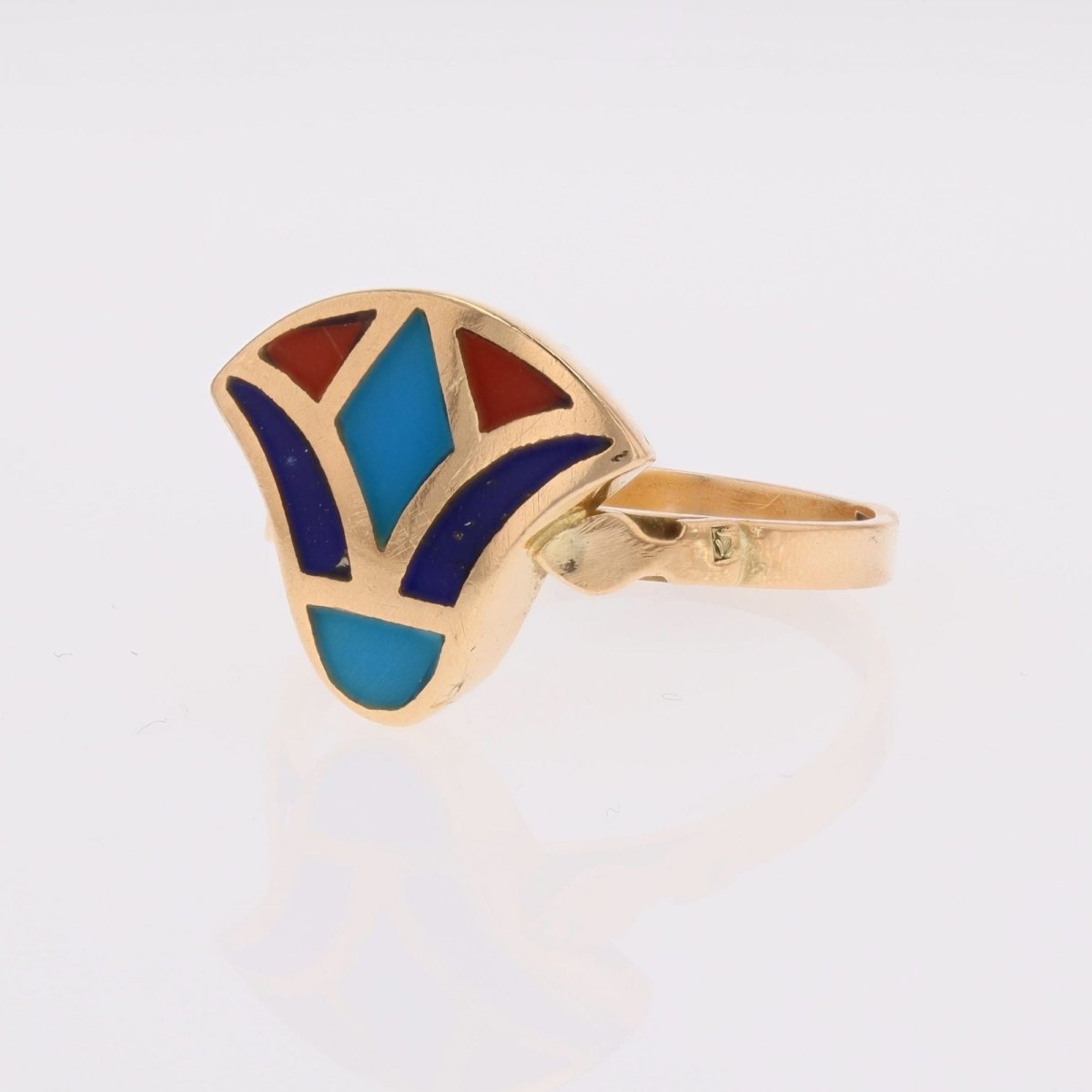 Ring Egyptian yellow gold enamel