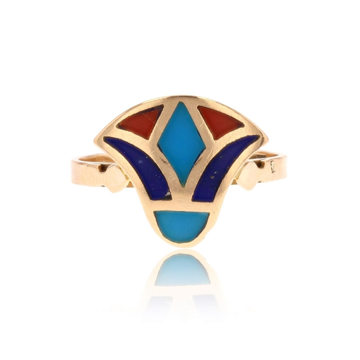Ring Egyptian yellow gold enamel