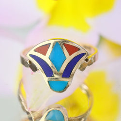 Ring Egyptian yellow gold enamel