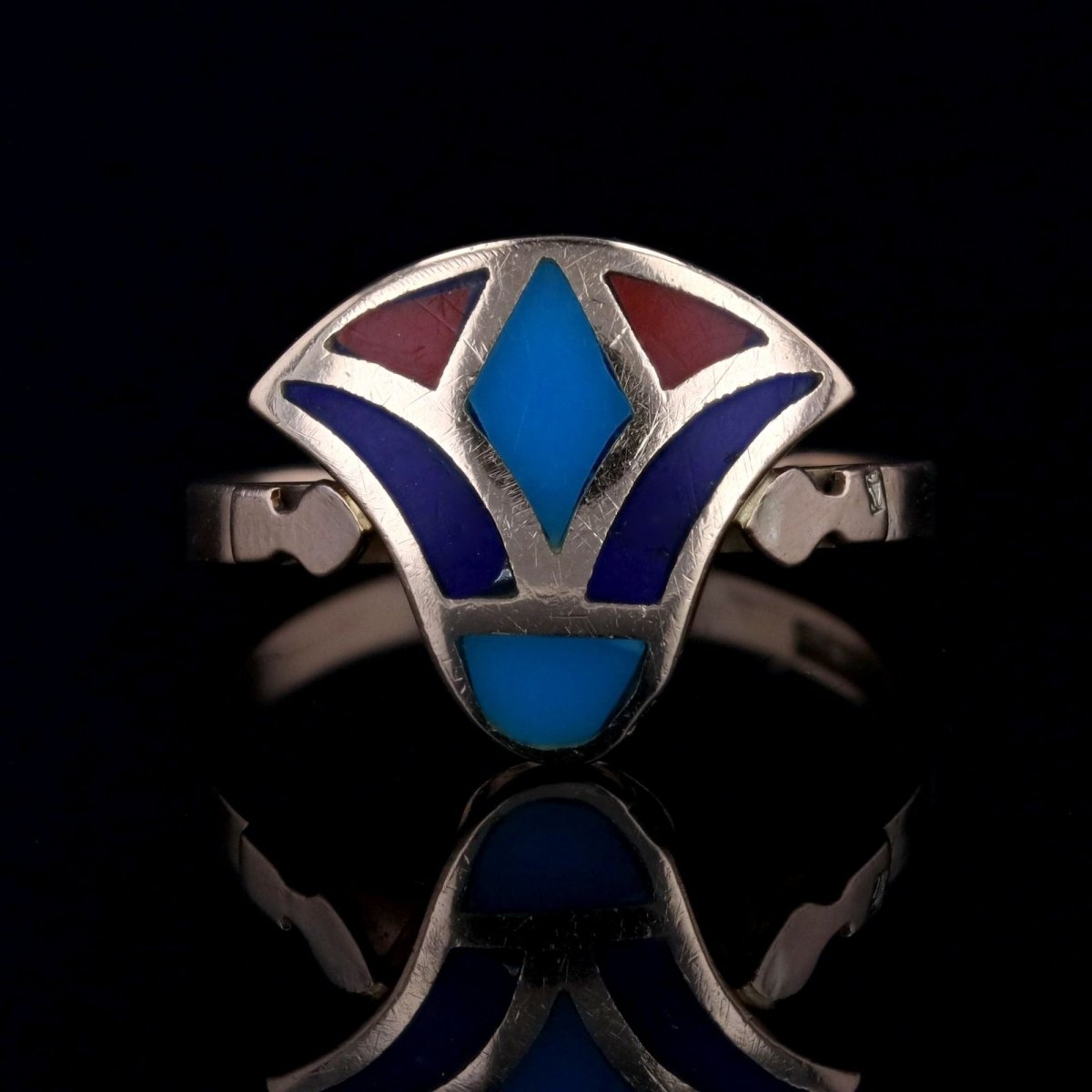 Ring Egyptian yellow gold enamel