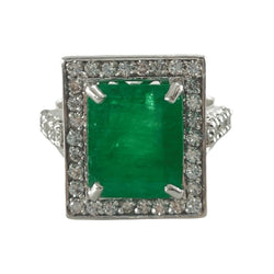 Bague EMERAUDE 6 ct en or blanc et diamants - Castafiore