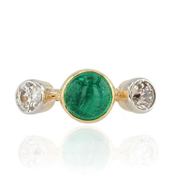 Bague émeraude cabochon et diamants - Castafiore