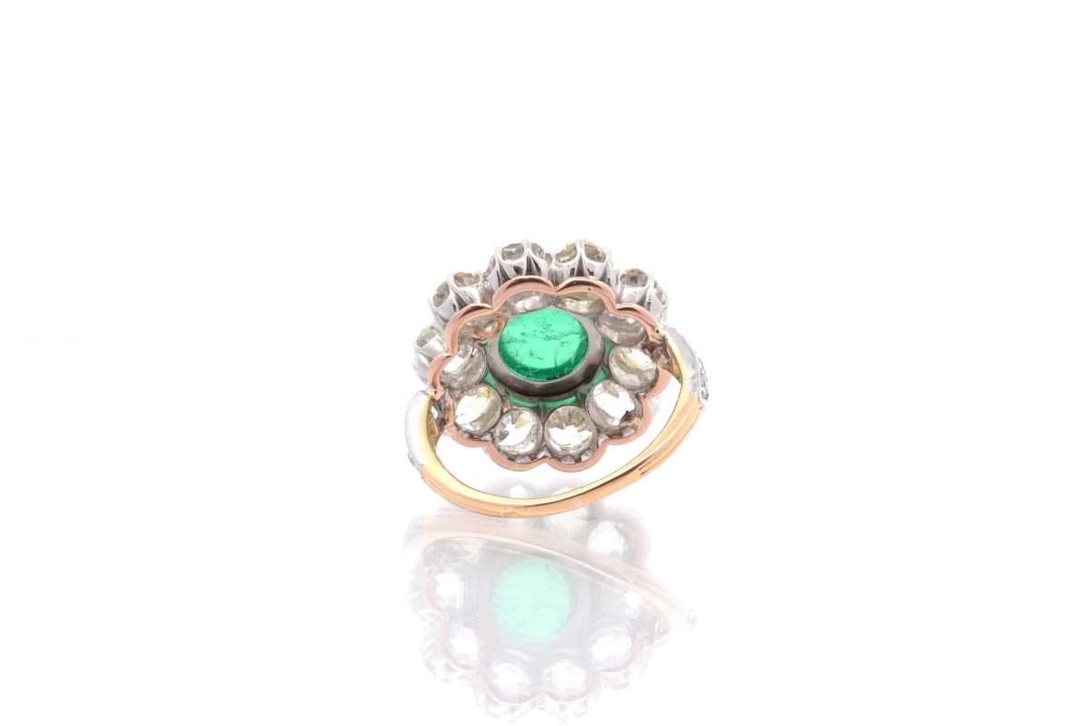Bague émeraude cabochon et diamants - Castafiore