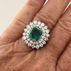 Bague EMERAUDE Colombie en or gris et diamants - Castafiore