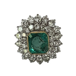 Bague EMERAUDE Colombie en or gris et diamants - Castafiore