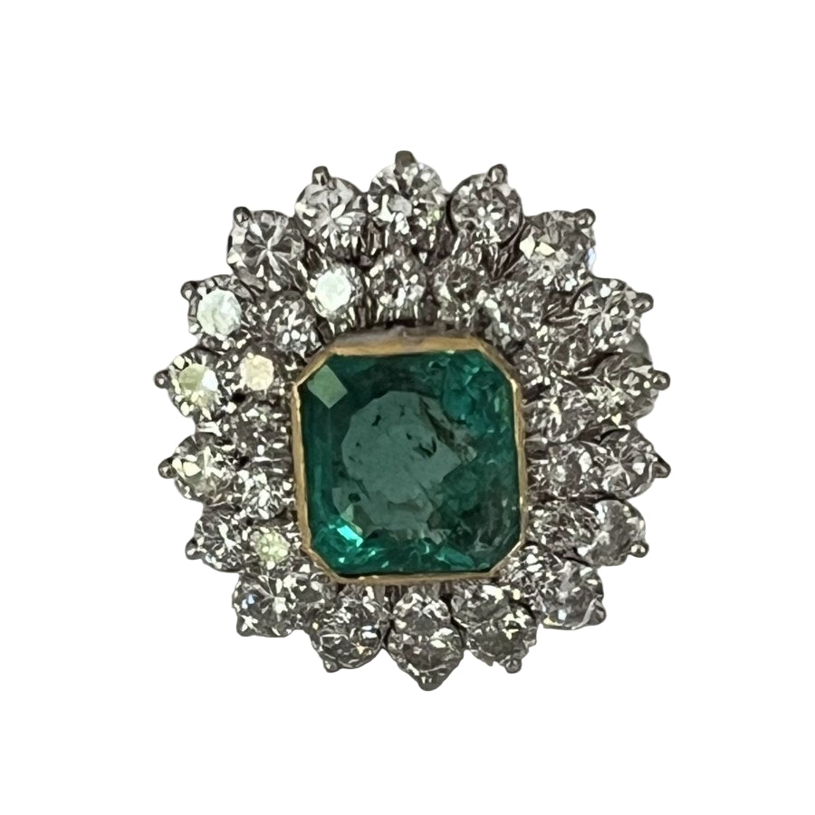 Bague EMERAUDE Colombie en or gris et diamants - Castafiore