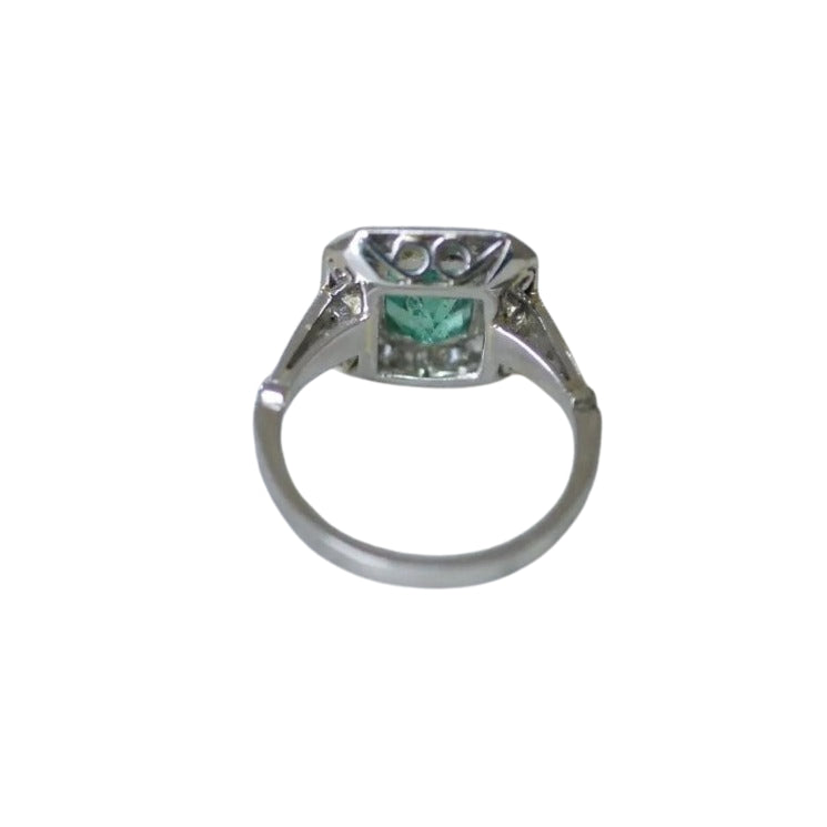 Bague Émeraude Colombienne 2.00 Cts et Diamants Style Art Déco - Castafiore