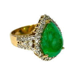 Bague ÉMERAUDE de Colombie en or jaune et diamants - Castafiore