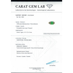 Bague Emeraude de Colombie et diamants baguettes en or jaune 18k. Taille 50 - 51 - Castafiore