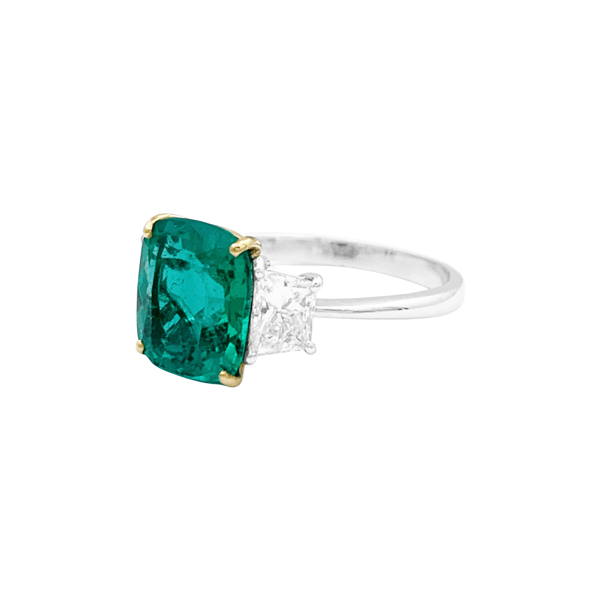 Bague émeraude, deux ors, diamants. - Castafiore