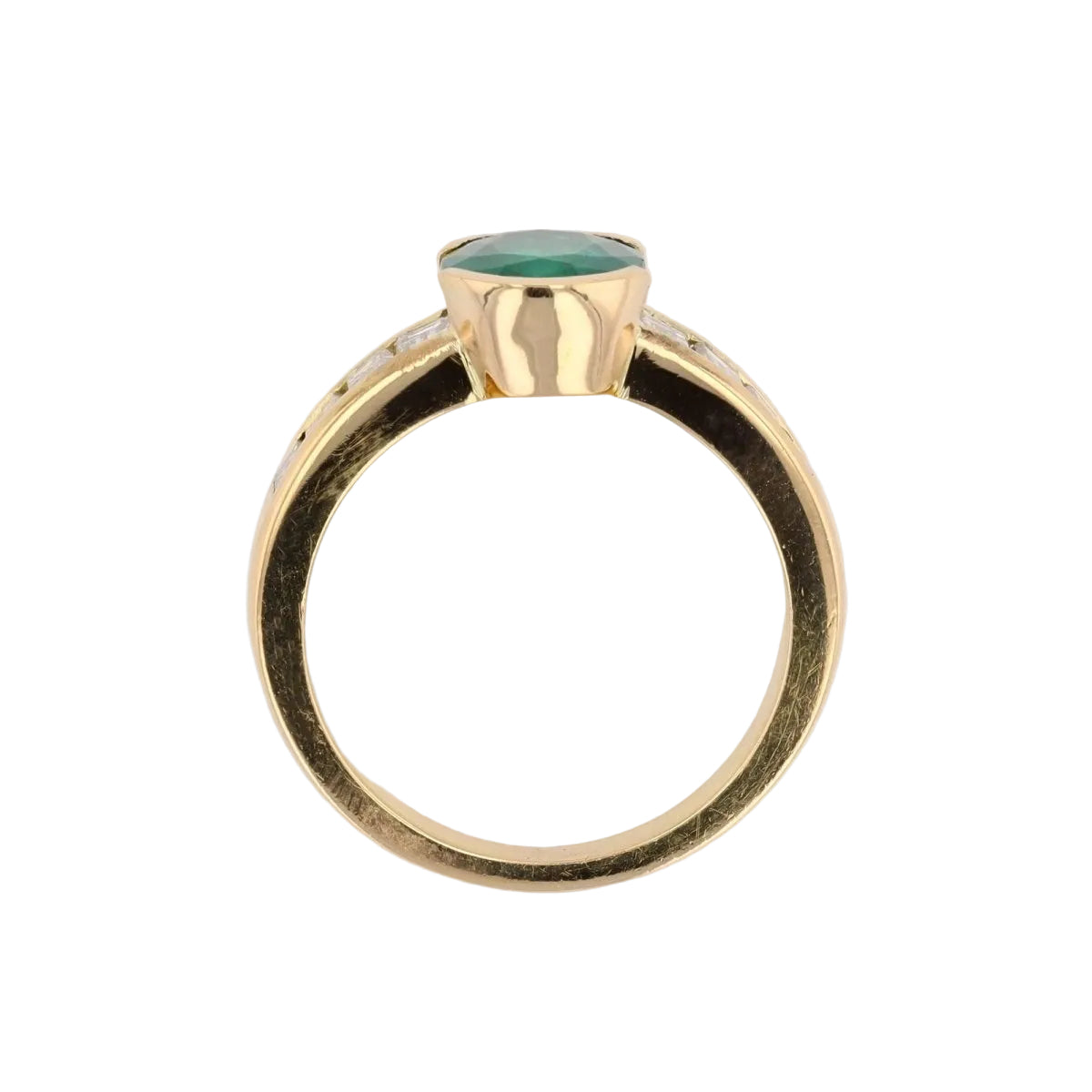 Bague émeraude diamants baguette en or jaune - Castafiore