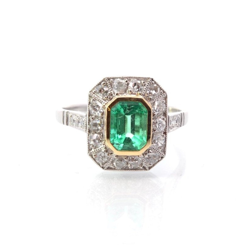 Bague émeraude diamants en platine - Castafiore