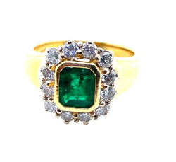 Bague EMERAUDE Entourage en or jaune et or blanc - Castafiore