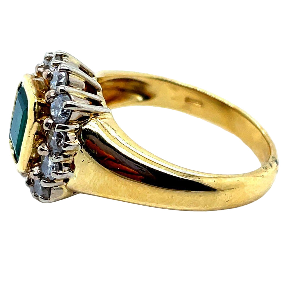 Bague EMERAUDE Entourage en or jaune et or blanc - Castafiore