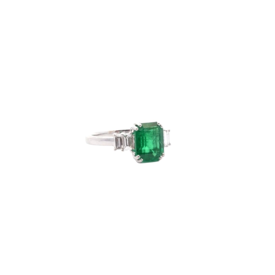 Bague Émeraude et Diamants en Or Blanc 18k - Castafiore