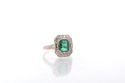 Bague émeraude et diamants en platine et or rose - Castafiore