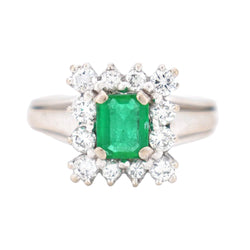 Bague Émeraude et Diamants, Vintage - Castafiore