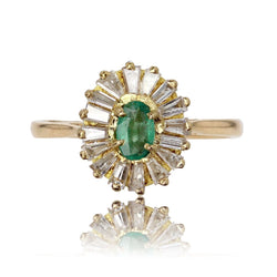 Bague EMERAUDE Trapèze en or jaune et diamants - Castafiore