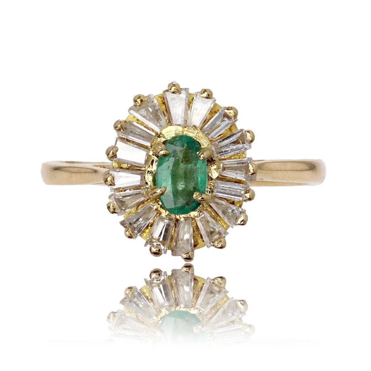 Bague EMERAUDE Trapèze en or jaune et diamants - Castafiore