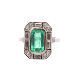 Bague ÉMERAUDE Vintage en platine et diamants - Castafiore