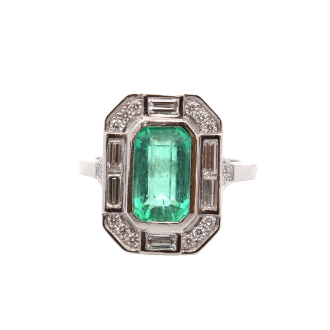 Bague ÉMERAUDE Vintage en platine et diamants - Castafiore