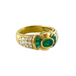 Bague Émeraudes et diamants en or jaune - Castafiore