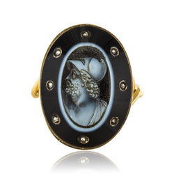 Bague Empire camée sur onyx et diamants - Castafiore