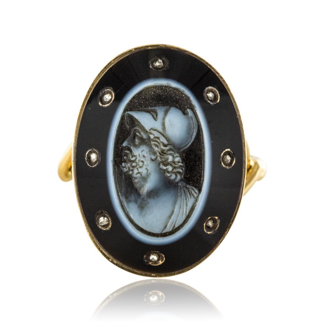 Bague Empire camée sur onyx et diamants - Castafiore