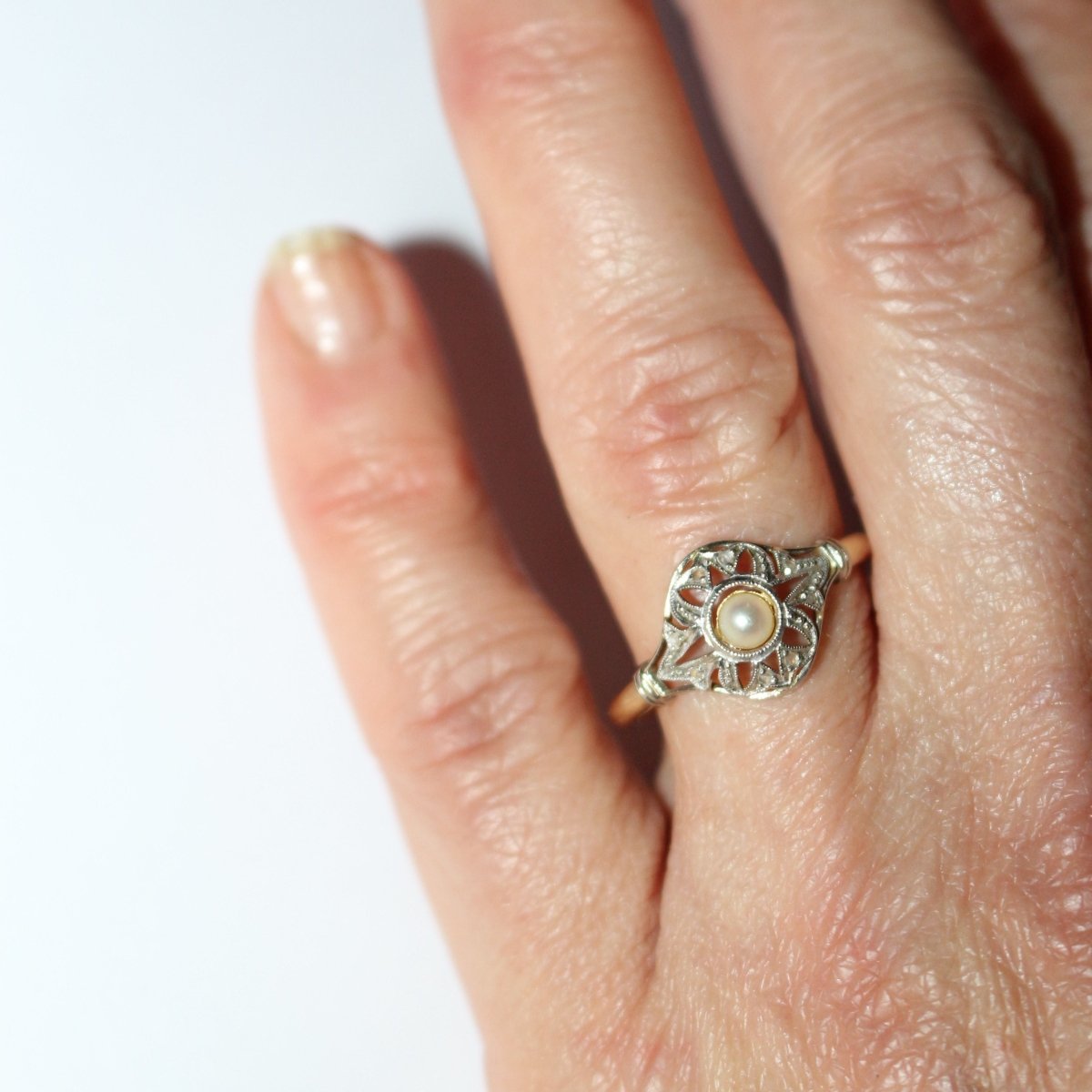 Bague en deux ors et perle - Castafiore