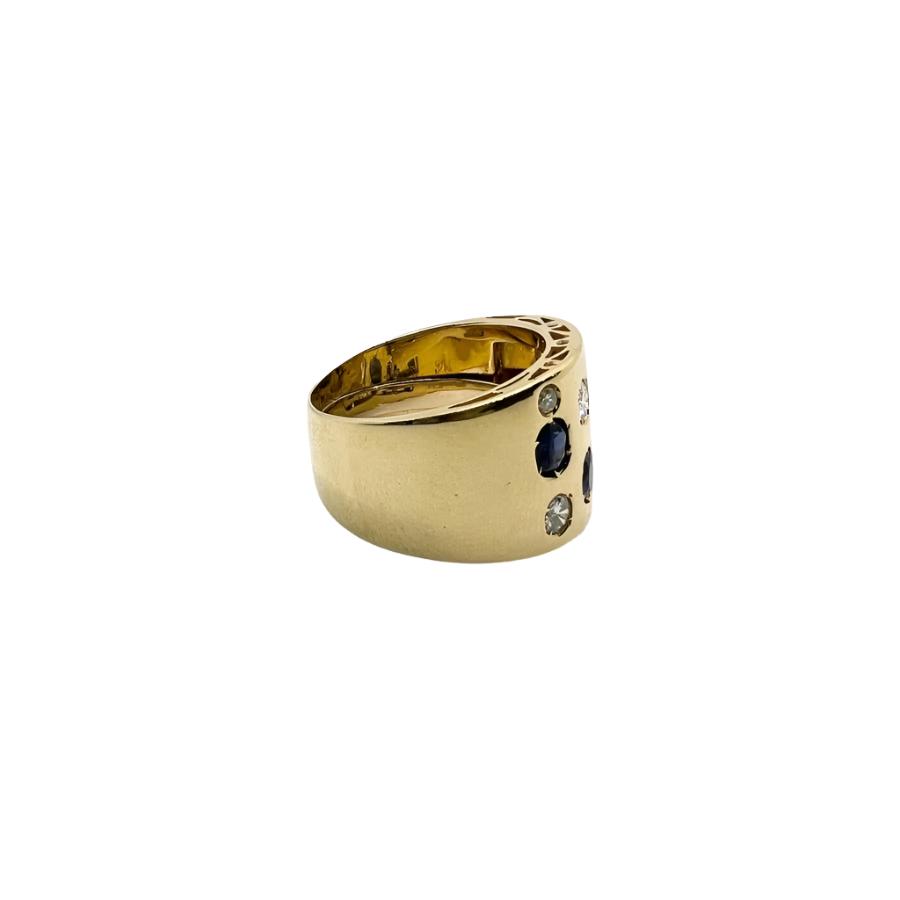 Bague en or 18 carats avec diamants et saphirs naturels. - Castafiore