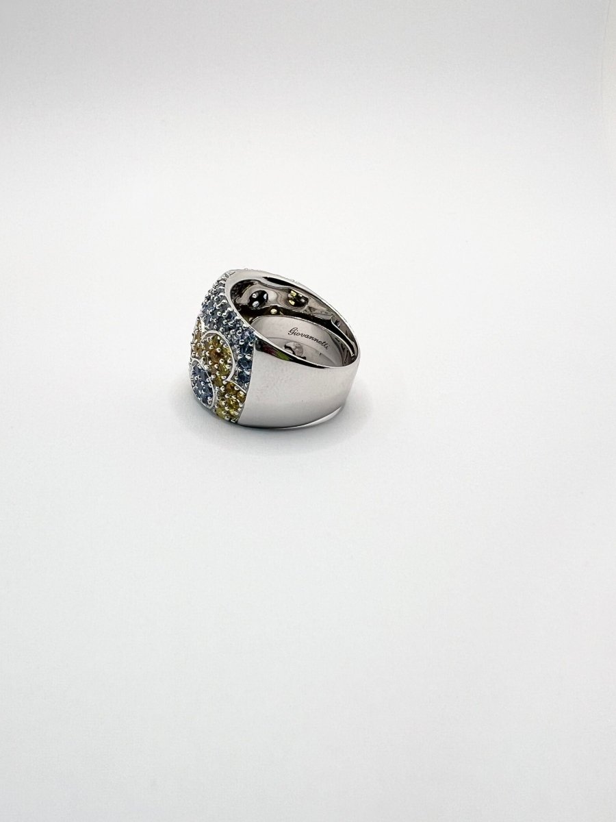 Bague en or 18 carats avec saphirs naturels, Giovannetti. - Castafiore