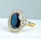 Bague en or 18 carats, saphir 3,47 carats et diamants. Epoque vers 1900 - Castafiore