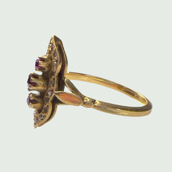 BAGUE EN OR 18K DÉBUT DU 20e SIÈCLE (1900) avec DIAMANTS et RUSSETS - Castafiore