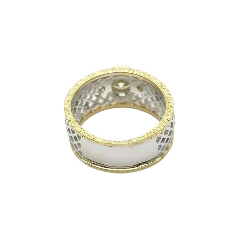 Bague en or 18KT avec diamant central ct 0.91 VS L et diamants latéraux. - Castafiore