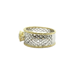 Bague en or 18KT avec diamant central ct 0.91 VS L et diamants latéraux. - Castafiore