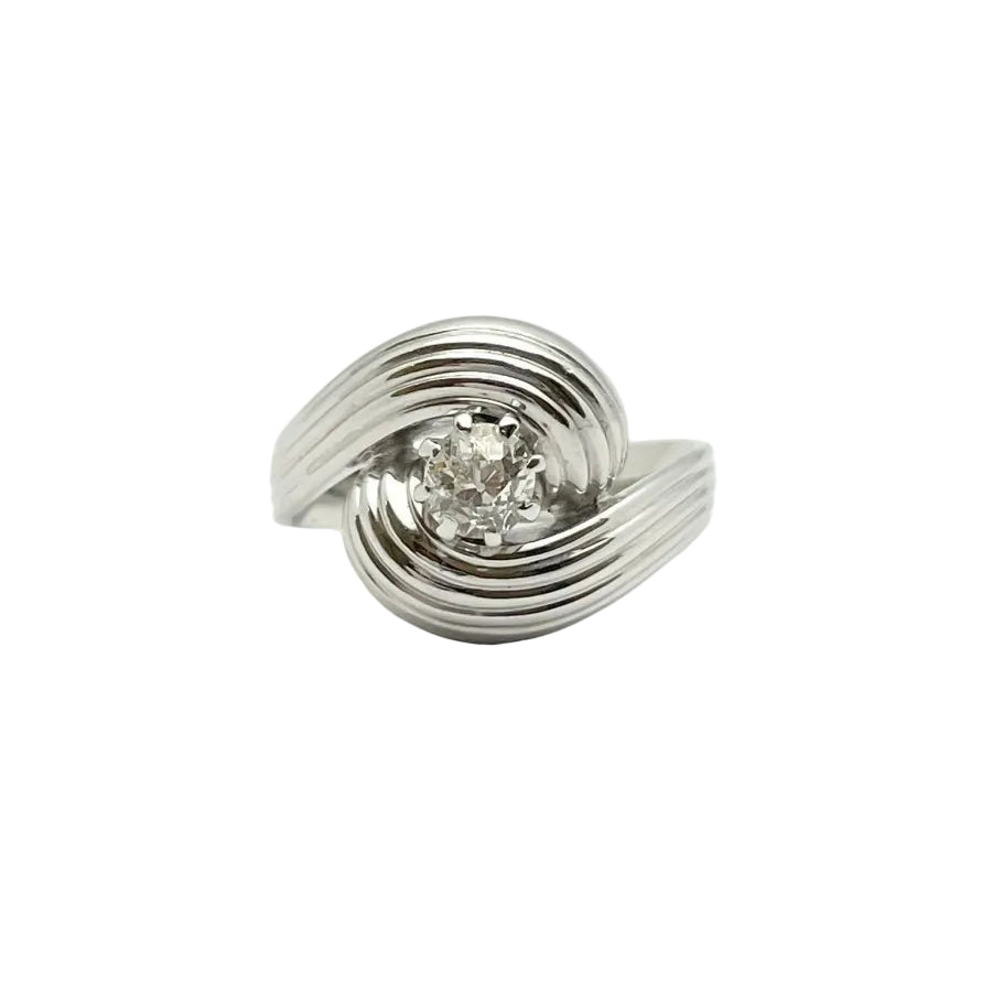 Bague en or 18KT avec diamant naturel ct 0.35 VS H. Epoque 1950 - Castafiore