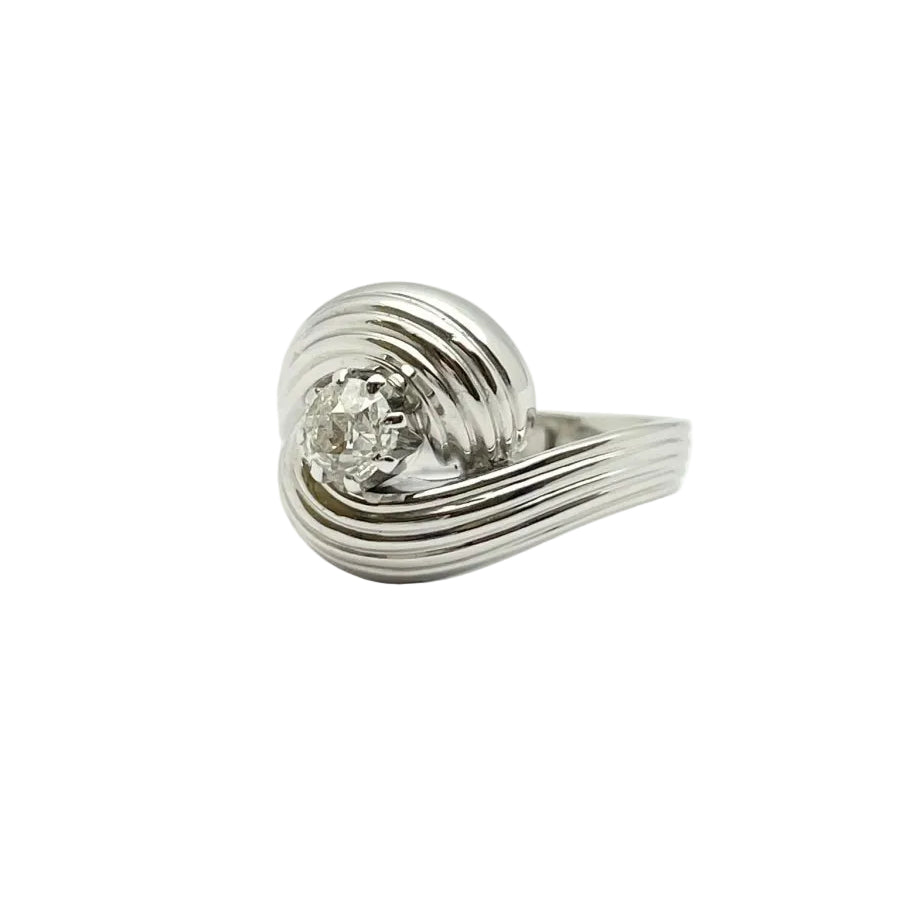 Bague en or 18KT avec diamant naturel ct 0.35 VS H. Epoque 1950 - Castafiore
