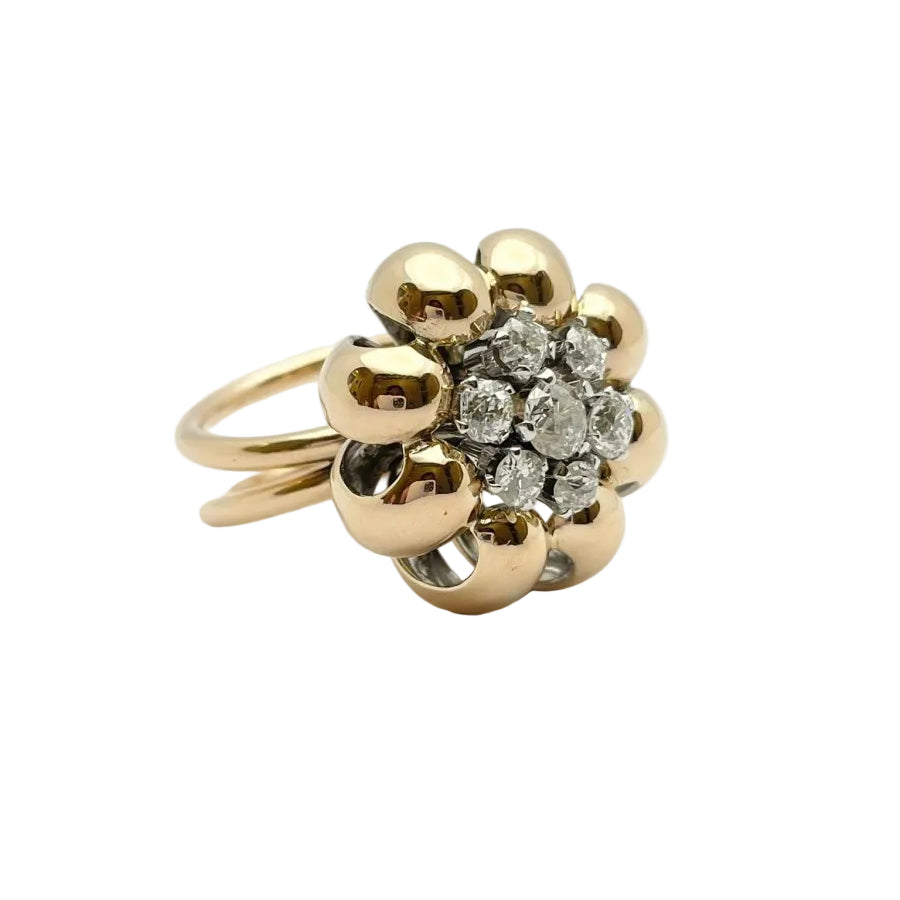 Bague en or 18KT avec diamants naturels ct 1.30 VS H. Epoque 1950 - Castafiore