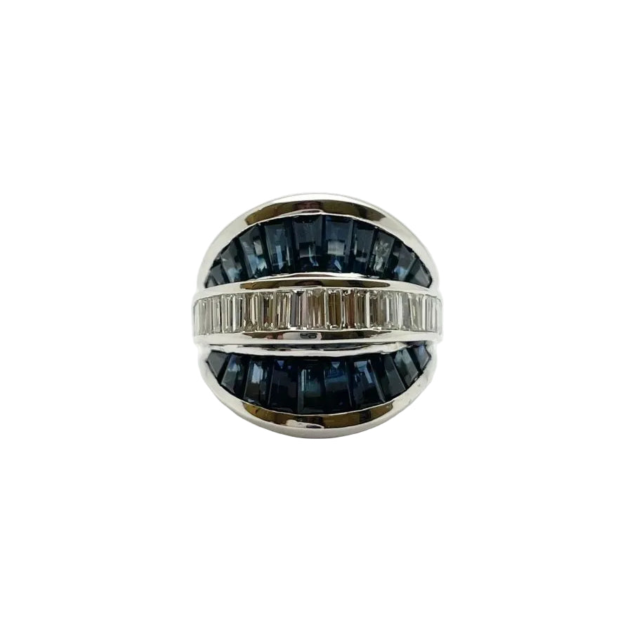Bague en or 18KT avec saphirs naturels ct 6.00 tot et diamants naturels ct 1.30 tot VVS G - Castafiore