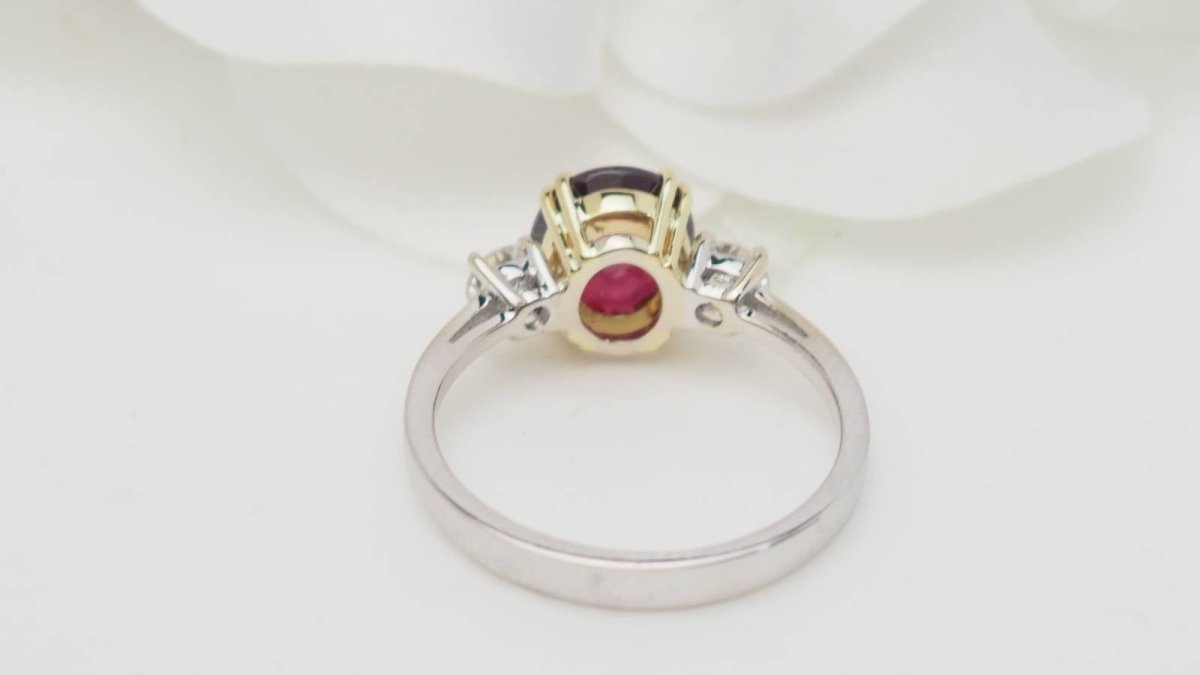 Bague en or bicolore, rubis naturel certifé et diamants - Castafiore