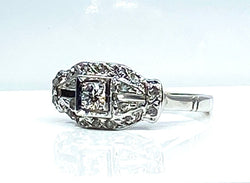 Bague en or blanc 18 carats et diamants Art Deco - Castafiore