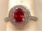 Bague en or blanc 18 carats, rubis 1,28 carat Birman et diamants - Castafiore