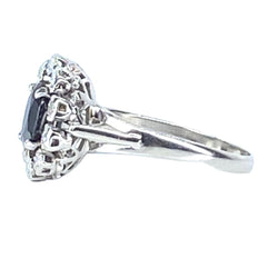 Bague en or blanc 18 carats, saphir et diamants - Castafiore